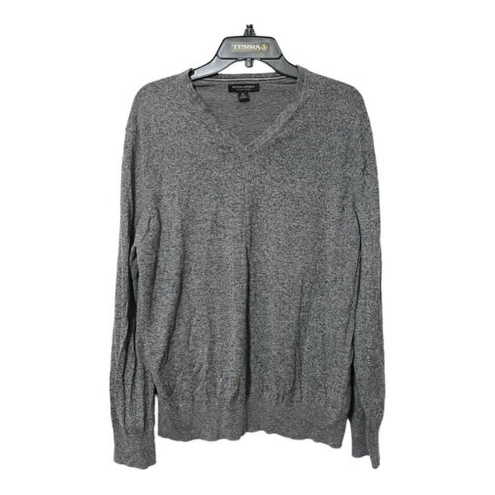 Banana Republic Mens Sweater Luxury Blend V-Neck Silk Grey Heathered Size XL